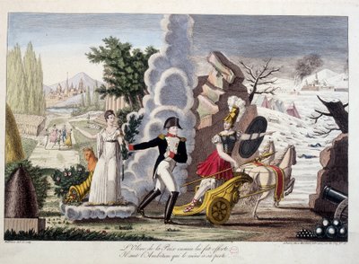 نابليون الأول بين الحرب والسلام ، حوالي عام 1815 - نابليون بين الحرب والسلام - تم تقديم زيتون السلام عبثًا ، وهو يتبع الطموح الذي أدى به إلى خسارته - في "نابليون الأول" ، مجموعة رسوم متحركة وهمية بواسطة المدرسة الفرنسية