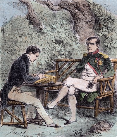 نابليون أ سانت هيلين - يملي نابليون مذكراته على حالات إيمانويل بونس دي لاس (1800-1854) من حالات إيمانويل دي لاس ، - من حالات إيمانويل دي لاس ، نابليون ، Memorial de Sainte-Helene بواسطة المدرسة الفرنسية