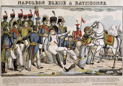 Napoleon wounded in Regensburg - image of Epinal بواسطة المدرسة الفرنسية