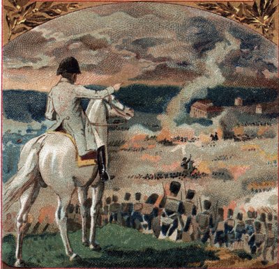 الحروب النابليونية: نابليون الأول (1769-1821) يراقب معركة برين لو شاتو (برين لو شاتو) (الفجر) في 29 يناير 1814 أثناء الحملة الفرنسية. هزم الجيش الفرنسي القوات البروسية للجنرال جبهارد ليبرخت فون بلوتشر (1742-1819). بواسطة المدرسة الفرنسية