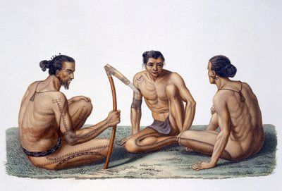 السكان الأصليين لجزيرة Oualan ، أرخبيل جزر كارولين ، 1826 بواسطة المدرسة الفرنسية