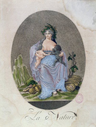 طبيعة الرضاعة الطبيعية لطفل أسود وطفل أبيض ، ج 1792 بواسطة المدرسة الفرنسية