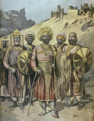 Negus of Abyssinia، Menelik II (1844-1913) توضيح من لو بيتيت جورنال ، نوفمبر 1895 بواسطة المدرسة الفرنسية