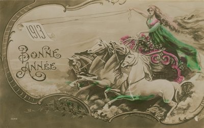 بطاقة تهنئة بالسنة الجديدة ، 1913. تم إرسال بطاقة بريدية في عام 1913. بواسطة المدرسة الفرنسية
