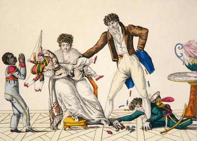 هدايا السنة الجديدة ، اللوحة 32 من 'le Bon Genre' ، حوالي 1800-1810 (نقش ملون) بواسطة المدرسة الفرنسية