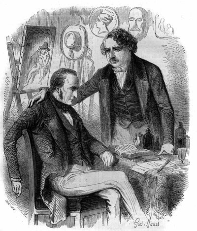 Nicephore Niepce (1765-1833) و Louis Daguerre (1787-1851) ، مخترعون فرنسيون ، رواد التصوير. نقش من 1852. بواسطة المدرسة الفرنسية