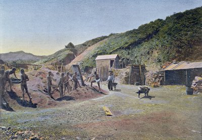 مناجم النيكل على الساحل الشرقي لكاليدونيا الجديدة ، محفورة بواسطة جيلوت ، c.1900 بواسطة المدرسة الفرنسية