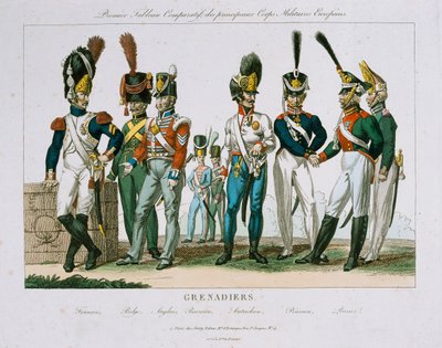 زي ضابط غرينادير في شمال أوروبا ، نشرته DEstampes ، باريس ، c.1815 بواسطة المدرسة الفرنسية