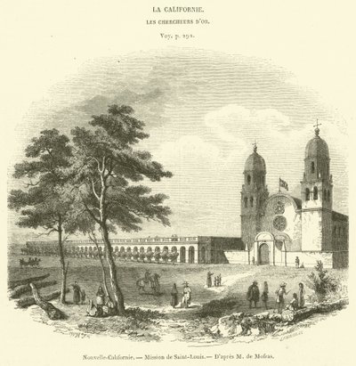 Nouvelle-Californie, Mission de Saint-Louis (engraving) بواسطة المدرسة الفرنسية
