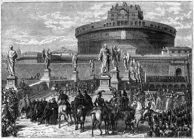 احتلال روما (قلعة سانت أنجيلو) في عام 1807 من قبل Sextius Alexandre Francois de Miollis (1759-1828) بالفرنسية العامة - في "تاريخ الإمبراطورية بعد تاريخ القنصلية" بقلم Adolphe Thiers - 1879 - مجموعة خاصة بواسطة المدرسة الفرنسية