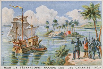 احتلال Jean de Bethencourt لجزر الكناري ، 1402 بواسطة المدرسة الفرنسية