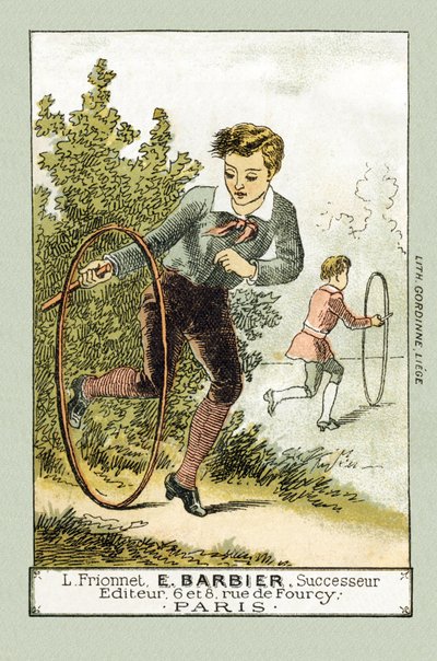 في أيام الكونج ، يلعب ليون ولوسيان الطوق - في "Alphabet des petits savants" ، أواخر القرن التاسع عشر (chromolithograph) بواسطة المدرسة الفرنسية