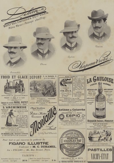 صفحة إعلانات من Le Figaro Illustre ، ديسمبر 1897 (litho) بواسطة المدرسة الفرنسية