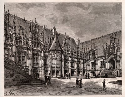 Palais de Justice de Rouen البرلمان السابق لنورماندي - نقش في "France illustree: الجغرافيا والتاريخ والإدارة الإحصائية" بقلم VA Malt-Brown. 1884 بواسطة المدرسة الفرنسية