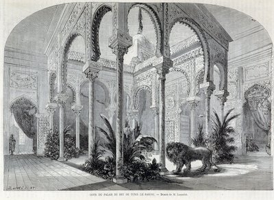 بارك دو مونتسوريس: داخل قصر باي في تونس في المعرض العالمي لعام 1867. بواسطة المدرسة الفرنسية