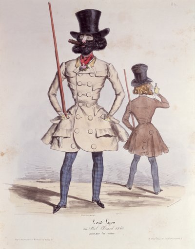 Dandies الباريسية في Bal Chicard ، 1840 (لون ليثو) بواسطة المدرسة الفرنسية