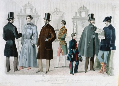 لوحة الموضة الباريسية لنشرة الموضة ، نيويورك ، فبراير 1858 (نقش ملون) بواسطة المدرسة الفرنسية