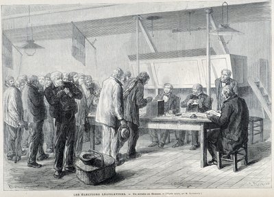 الانتخابات البرلمانية: مركز اقتراع في بوس - في "" Le Monde Illustré "، مارس 1876 بواسطة المدرسة الفرنسية