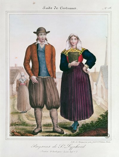 الفلاحون من سانت ليفار ، من Les Costumes Bretons de Charpentier بواسطة المدرسة الفرنسية