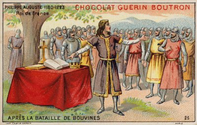 فيليب أوغسطس ، ملك فرنسا ، بعد معركة Bouvines (Chromolitho) بواسطة المدرسة الفرنسية