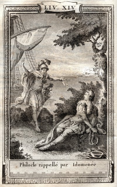 يتذكر فيلوكلي من قبل إيدوميني - نقش عام 1798 بعد مونيه في "Les Aventures de Telemaque، fils d'Ulysse" (مغامرات Telemachus) بقلم Francois de Salignac de La Mothe-Fenelon dit Fenelon - بواسطة المدرسة الفرنسية