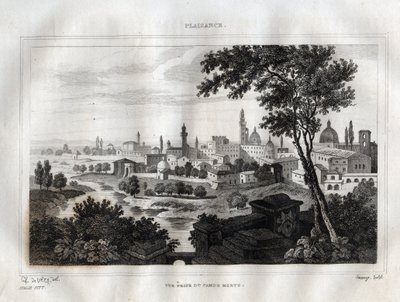 بياتشينزا - بلايسانس - نقش من "" إيطاليا الخلابة "بقلم M. de Norvins، Ch. نودير 1834-1836. بواسطة المدرسة الفرنسية