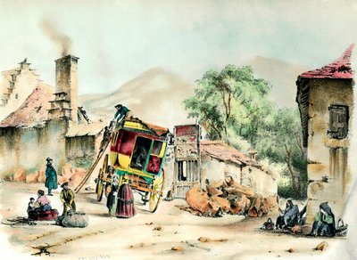 اجتهاد بييرافيت وصول الاجتهاد الذي يربط بييرافيت بباريس. نقش من مجموعة خاصة عام 1836 بواسطة المدرسة الفرنسية