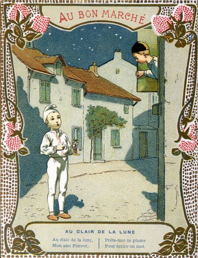 بييرو مع الشمعة ، "" Au clair de la lune "" - ملصق "Le Bon Marché" " بواسطة المدرسة الفرنسية