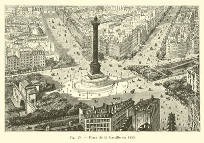 مكان الباستيل عام 1858 بواسطة المدرسة الفرنسية