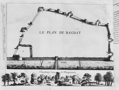مخطط بغداد ، من Les Six Voyages بواسطة JB Tavernier ، 1676 بواسطة المدرسة الفرنسية