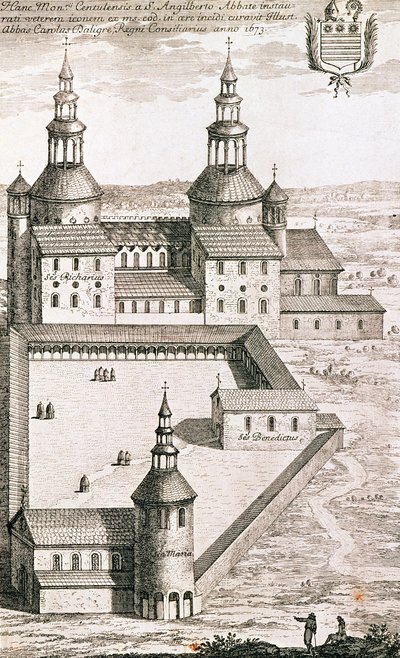 خطة دير البينديكتين القديس ريكوير في عام 1673 بواسطة المدرسة الفرنسية