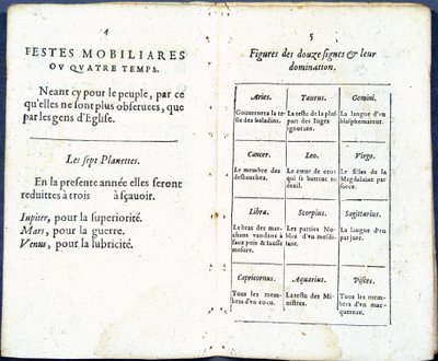 تعامل الكواكب والعلامات الفلكية بروح الدعابة - في "Almanach pour le temps passe" ، بقلم جان غيران بواسطة المدرسة الفرنسية