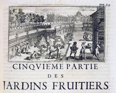 زراعة أشجار الفاكهة ، من Le Parfait Jardinier ، أو Instruction pour les Jardins Fruitiers et Potager ، بواسطة Jean de la Quintinye ، تم نشره عام 1695 بواسطة المدرسة الفرنسية