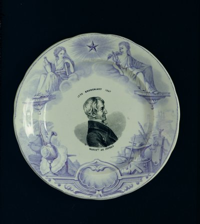 صحن مع صورة لألكسندر برونجنيارت (1770-1847) (خزفي) بواسطة المدرسة الفرنسية