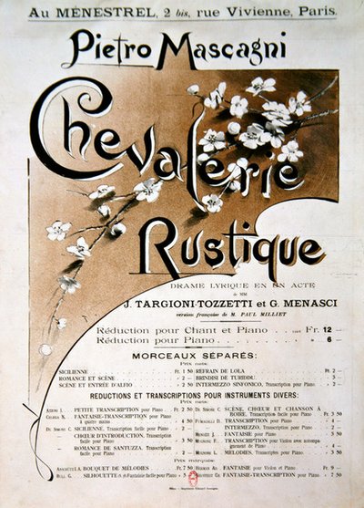 بيان التشغيل للأوبرا Chevalerie Rustique ، بواسطة بيترو ماسكاني (1863-1945) بواسطة المدرسة الفرنسية