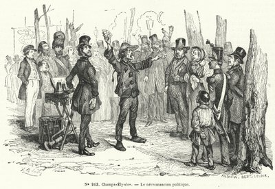 Political magician on the Champs Elysees, Paris (engraving) بواسطة المدرسة الفرنسية