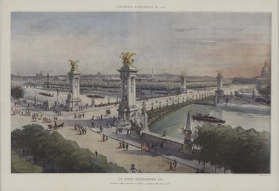 جسر الإسكندر الثالث ، المعرض العالمي 1900 ، باريس (ليثو ملون) بواسطة المدرسة الفرنسية