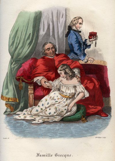 البابا بيوس السادس (Pie، Pio) (1717-1799) يغوي امرأة شابة بواسطة المدرسة الفرنسية