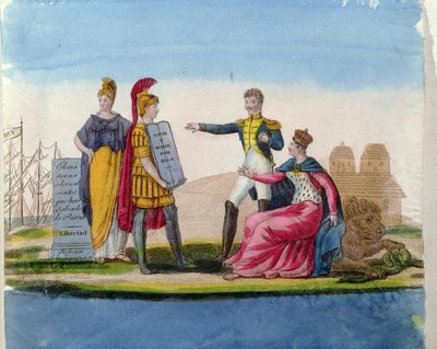 صور شعبية في مدح بوليفار ، 1820-30 (نقش الألوان) بواسطة المدرسة الفرنسية