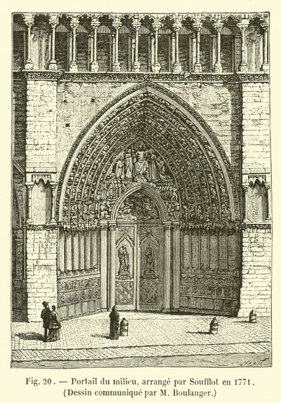 البوابة الوسطى ، مرتبة من قبل Soufflot عام 1771 ، رسم تم توصيله بواسطة M Boulanger بواسطة المدرسة الفرنسية