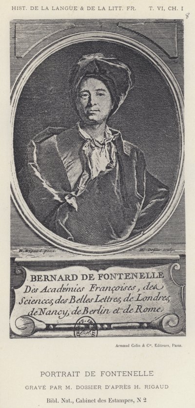 Portrait De Fontenelle (litho) بواسطة المدرسة الفرنسية