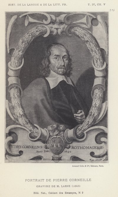 Portrait De Pierre Corneille (litho) بواسطة المدرسة الفرنسية