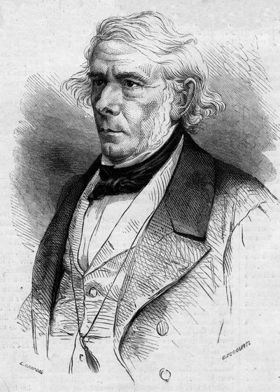 صورة لفيكتور كوزين (1792-1867) ، الفيلسوف والسياسي الفرنسي ، عضو الأكاديمية الفرنسية. نقش في "Le Monde Illustre" رقم 511 بتاريخ 26 يناير 1867. بواسطة المدرسة الفرنسية