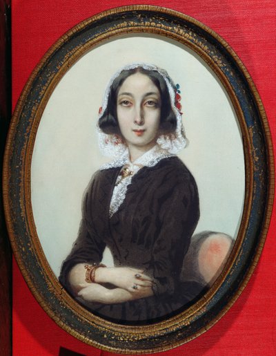 صورة مصغرة لجورج ساند (1804-76) ج .1840 بواسطة المدرسة الفرنسية