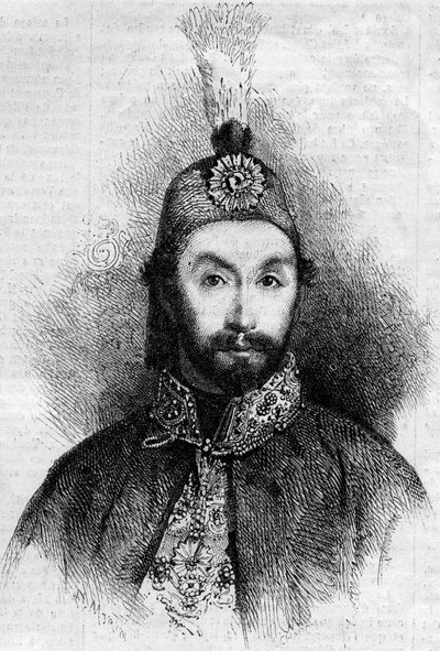 صورة لعبد المجيد الأول (عبد المجيد خان ، عبد المجيد خان) (1823-1861) ، سلطان الدولة العثمانية. نقش في "" Le Monde Illustré "" رقم 221 بتاريخ 6 يوليو 1861. بواسطة المدرسة الفرنسية