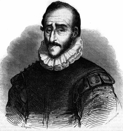 صورة لآدم دي كرابون (1526-1576) ، مهندس فرنسي. نقش في "" Le Magasin الخلابة "" بواسطة المدرسة الفرنسية