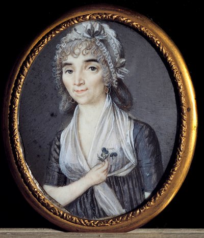 صورة ألبرتين مارات ، أخت جان بول مارات (1743-1793). منمنمة فرنسية مجهولة المصدر بواسطة المدرسة الفرنسية