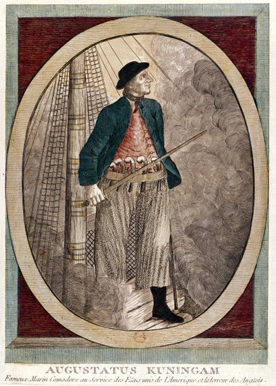 صورة لأوغاتوس كونينغام ، قرصان أمريكي نشط خلال حرب الاستقلال ، حوالي 1780 بواسطة المدرسة الفرنسية