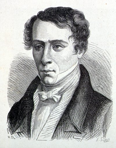 صورة لأوغستين فريسنل (1788-1827) ، عالم فيزياء فرنسي - في ألبوم العلوم ؛ علماء لامعون الاكتشافات العظيمة "" "1896. بواسطة المدرسة الفرنسية