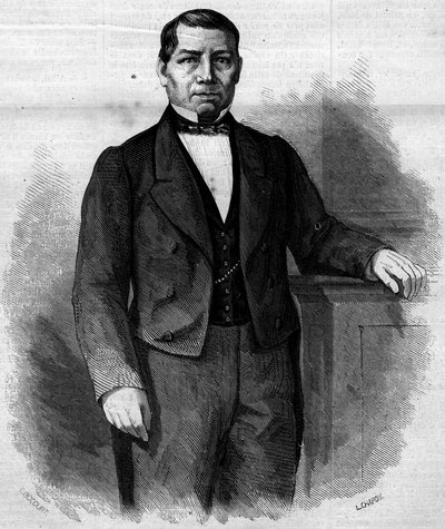 صورة شخصية لبينيتو بابلو خواريز جارسيا (1806-1872) ، سياسي مكسيكي. نقش في "" Le Monde Illustré "" رقم 270 بتاريخ 14 يونيو 1862. بواسطة المدرسة الفرنسية